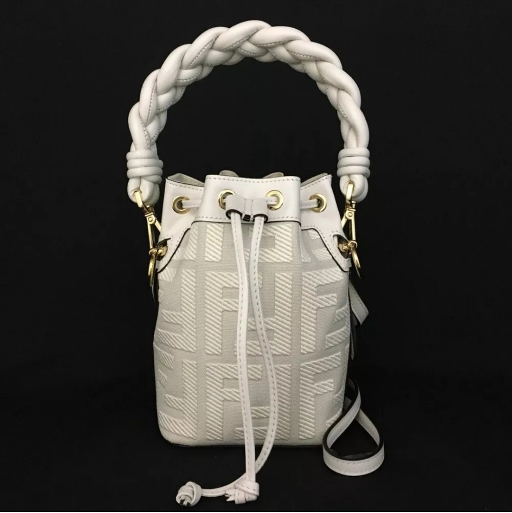 FENDI MON TRESOR Canvas Leather 2WAY Shoulder Bag White - Picture 1 of 10
